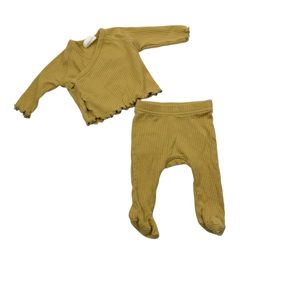 SpearmintLOVE Neutral Ribbed Snap Top & Footed Pants Set